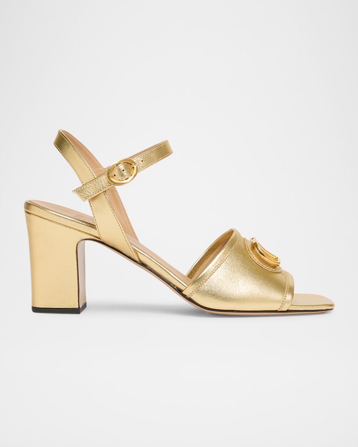 VLogo Signature Metallic Leather Sandals