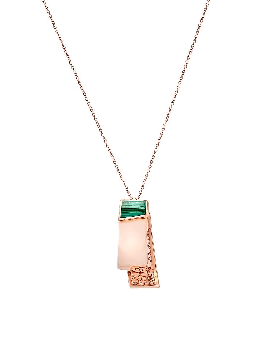 Women's Volumi 18K Rose Gold & Malachite Pendant Necklace - Rose Gold