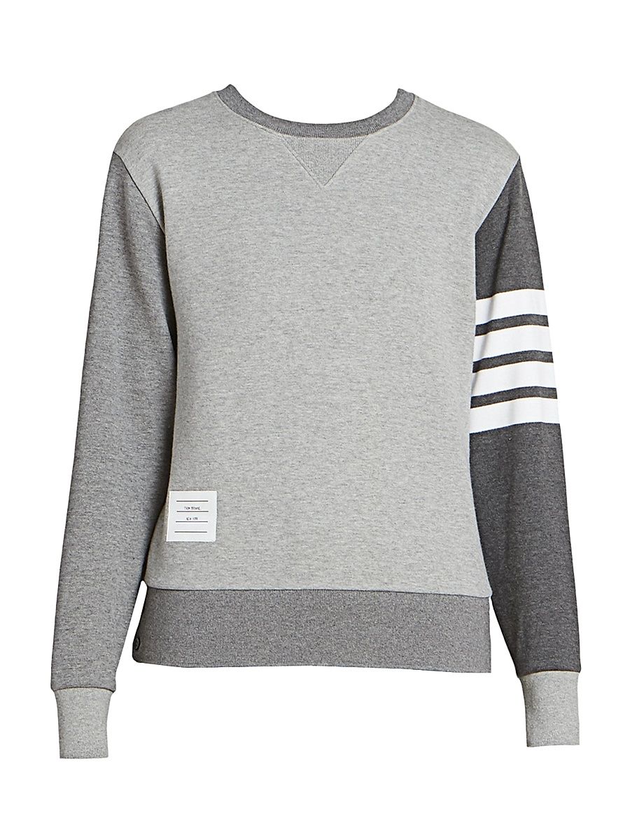Women's Relaxed Fit Striped Crewneck Sweater - Tonal Grey - Size 2