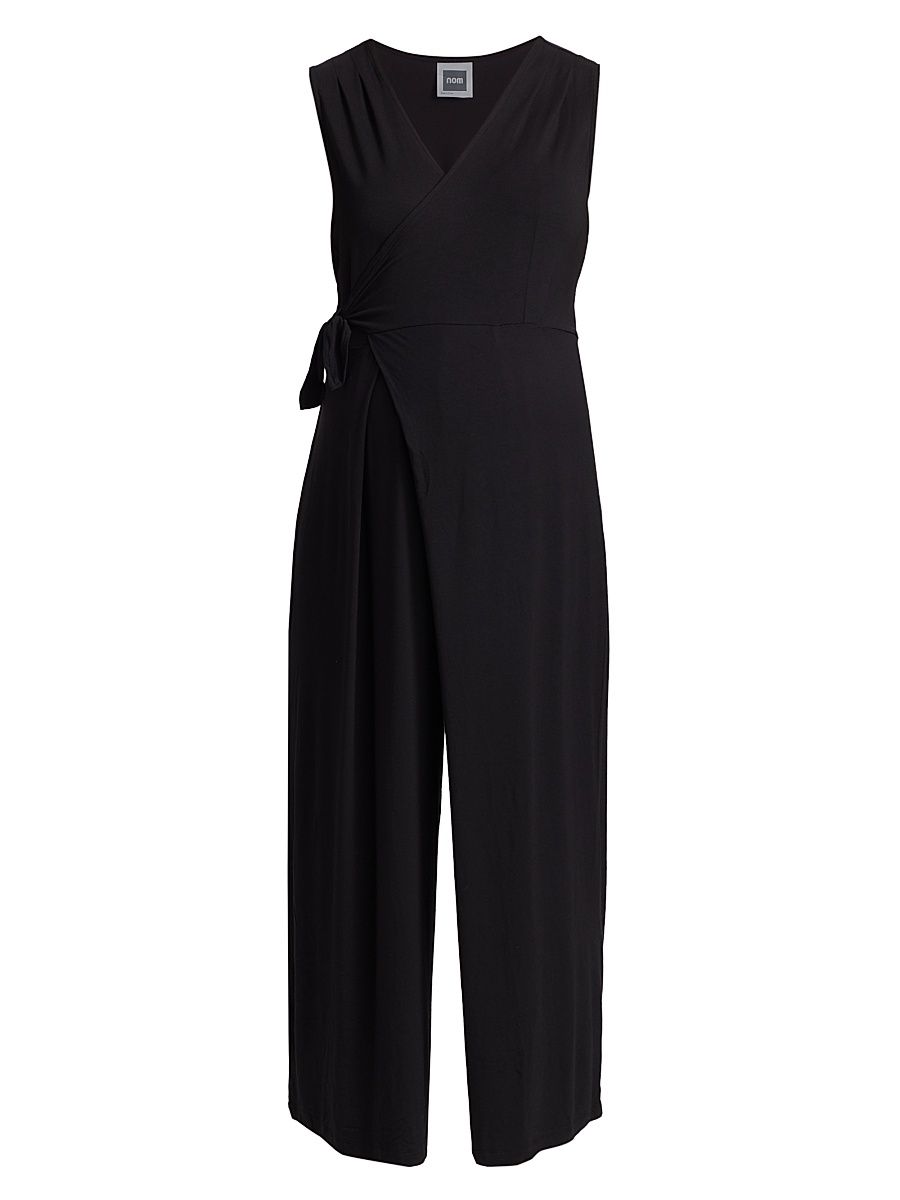 Women's Francesca Sleeveless Wide-Leg Maternity Wrap Jumpsuit - Black - Size XL