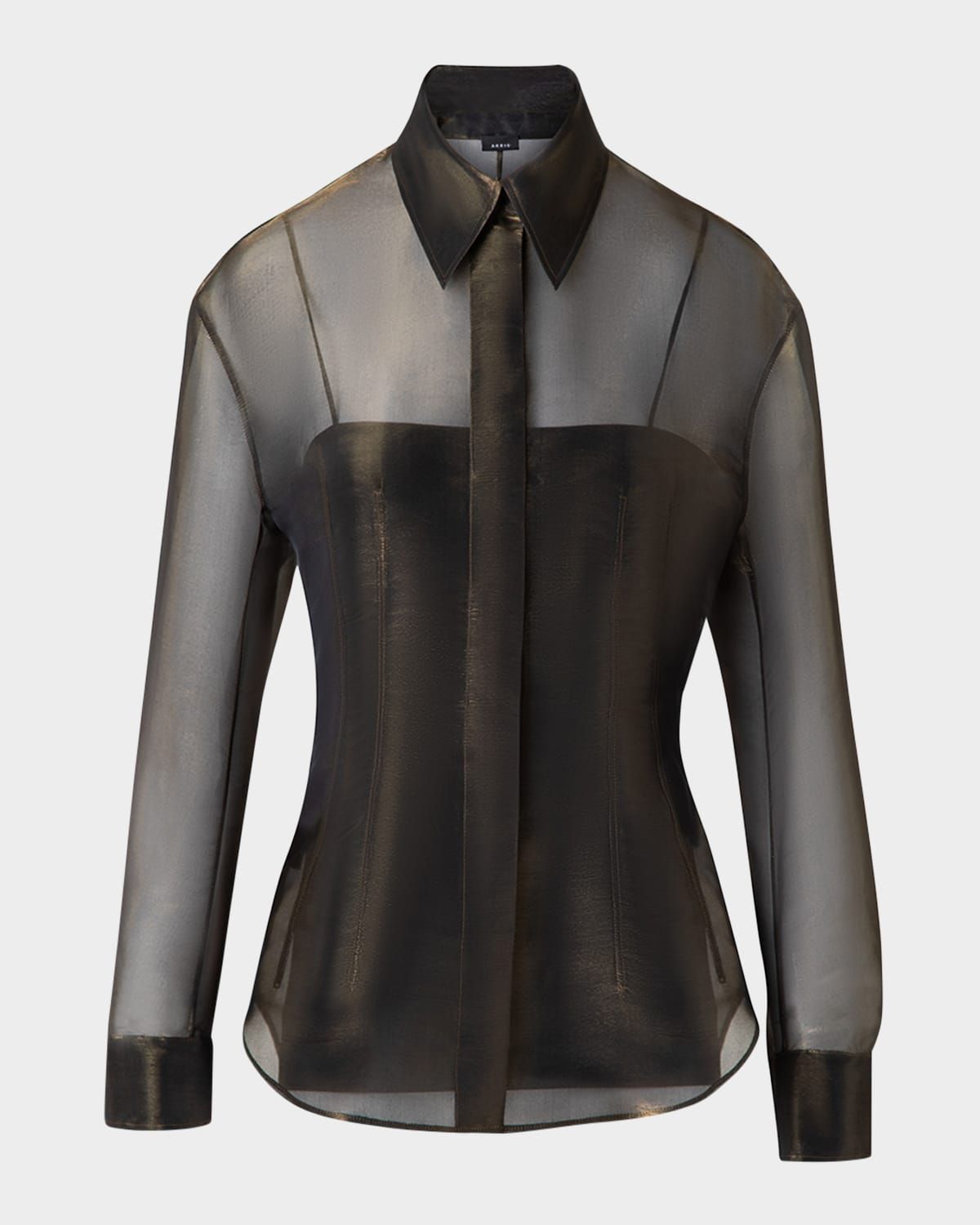 Button Down Silk Organza Blouse with Tank