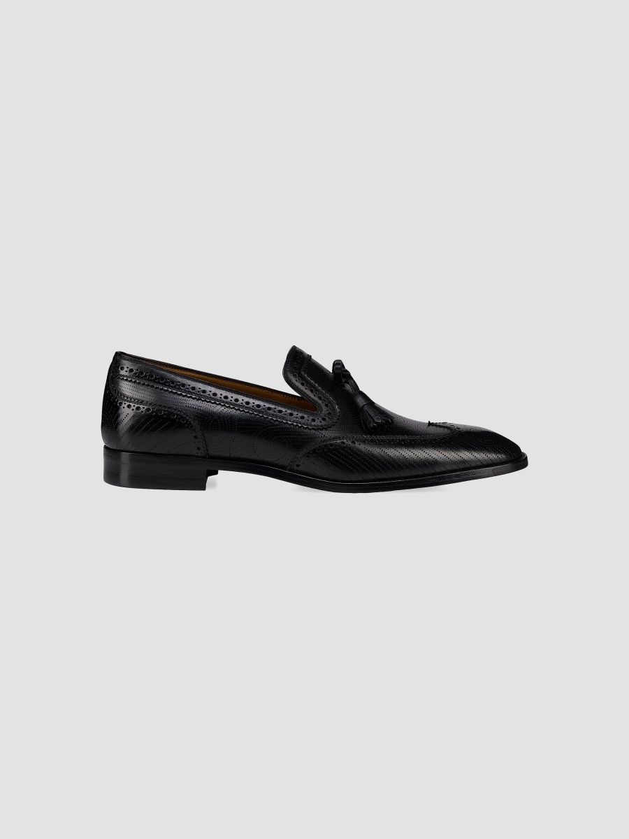 Christian Louboutin Men's Grave Moc Leather Loafers - Black - Size 12