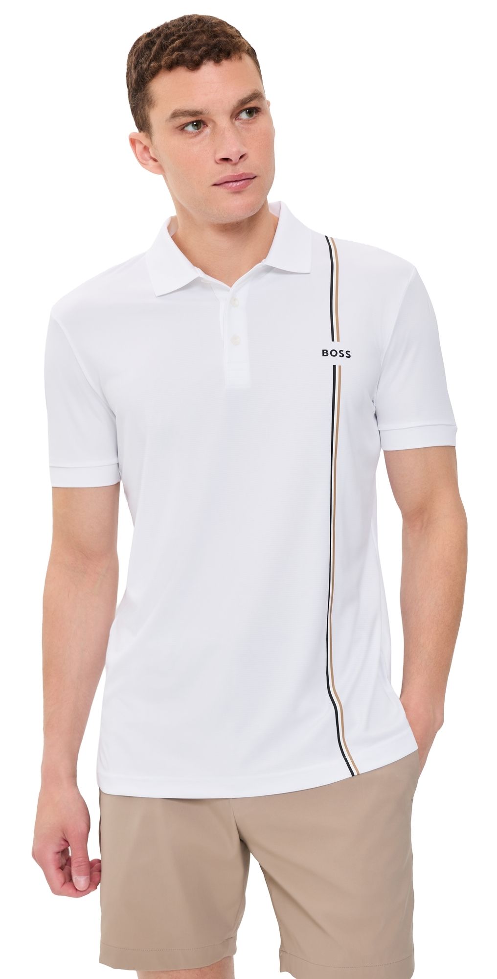 BOSS Active Quick-Dry Polo Shirt White XXL