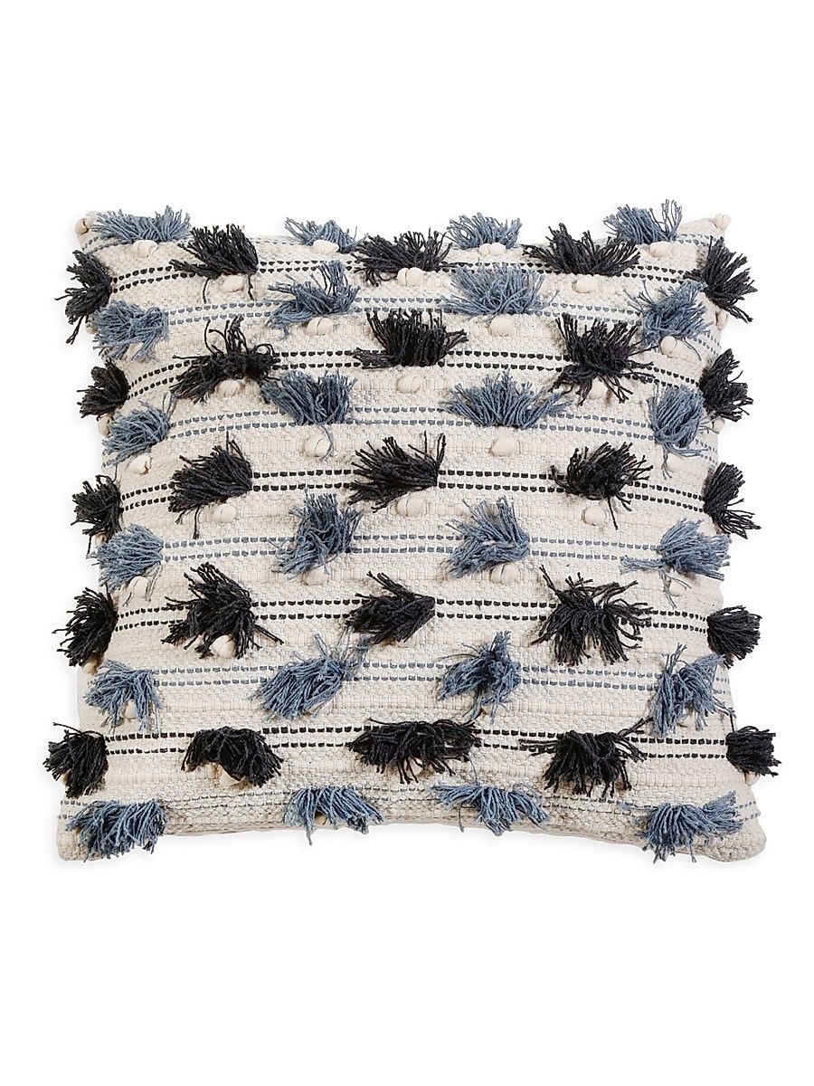 Pippa Handwoven Pillow & Insert - Ivory Navy