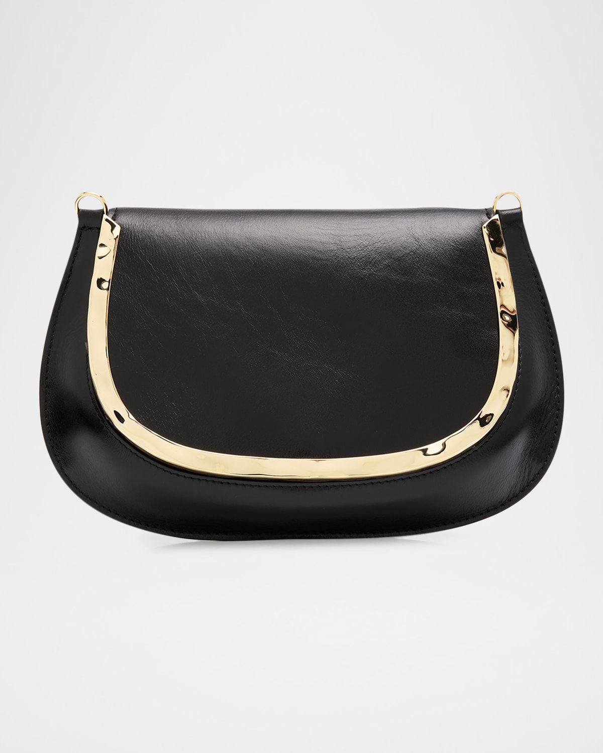 Logan Metal-Trim Shiny Leather Crossbody Bag
