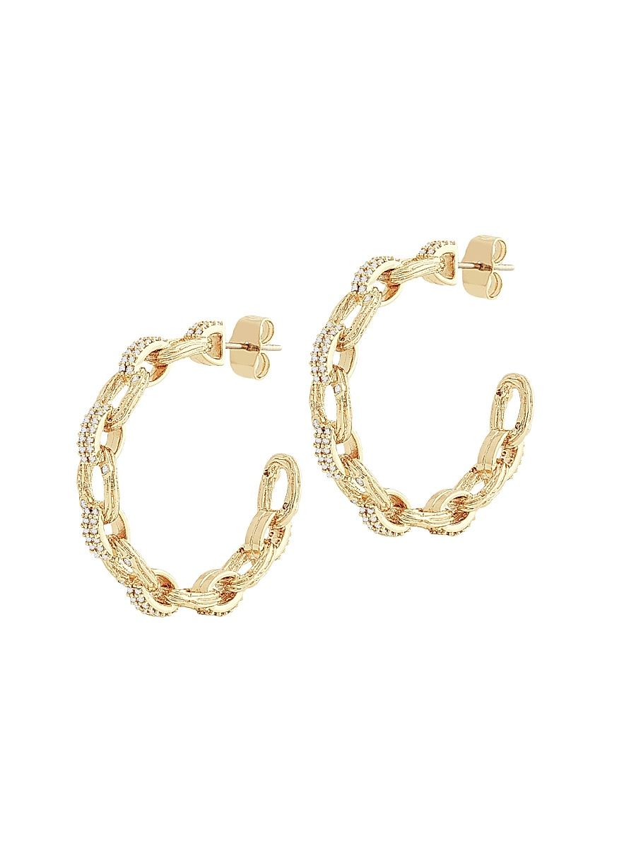 Women's Enchanted Forest 18K-Gold-Plated & Cubic Zirconia Chain Hoop Earrings - Gold