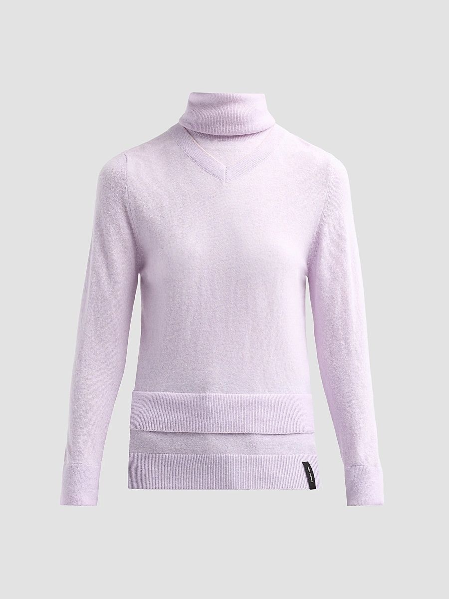 Women's Layered Turtleneck Sweater - Lilac - Size XS