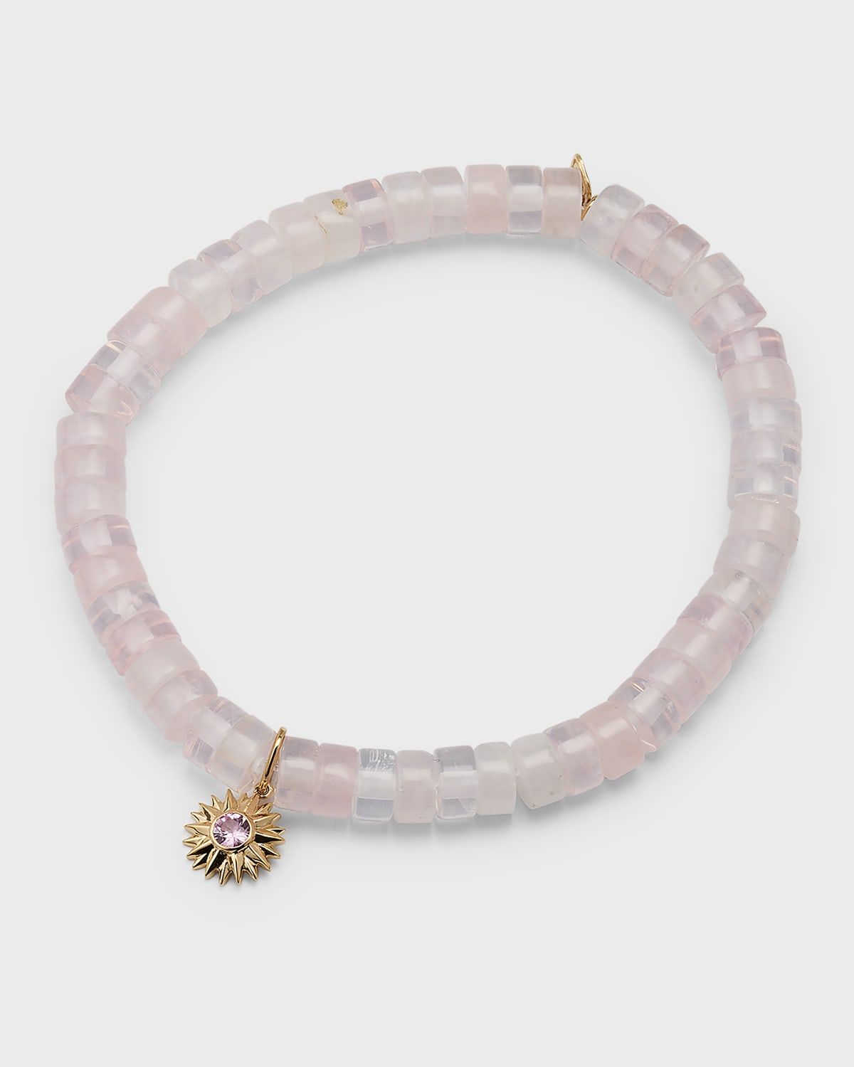 14K Yellow Gold Solar Compass Pink Sapphire Charm Bracelet