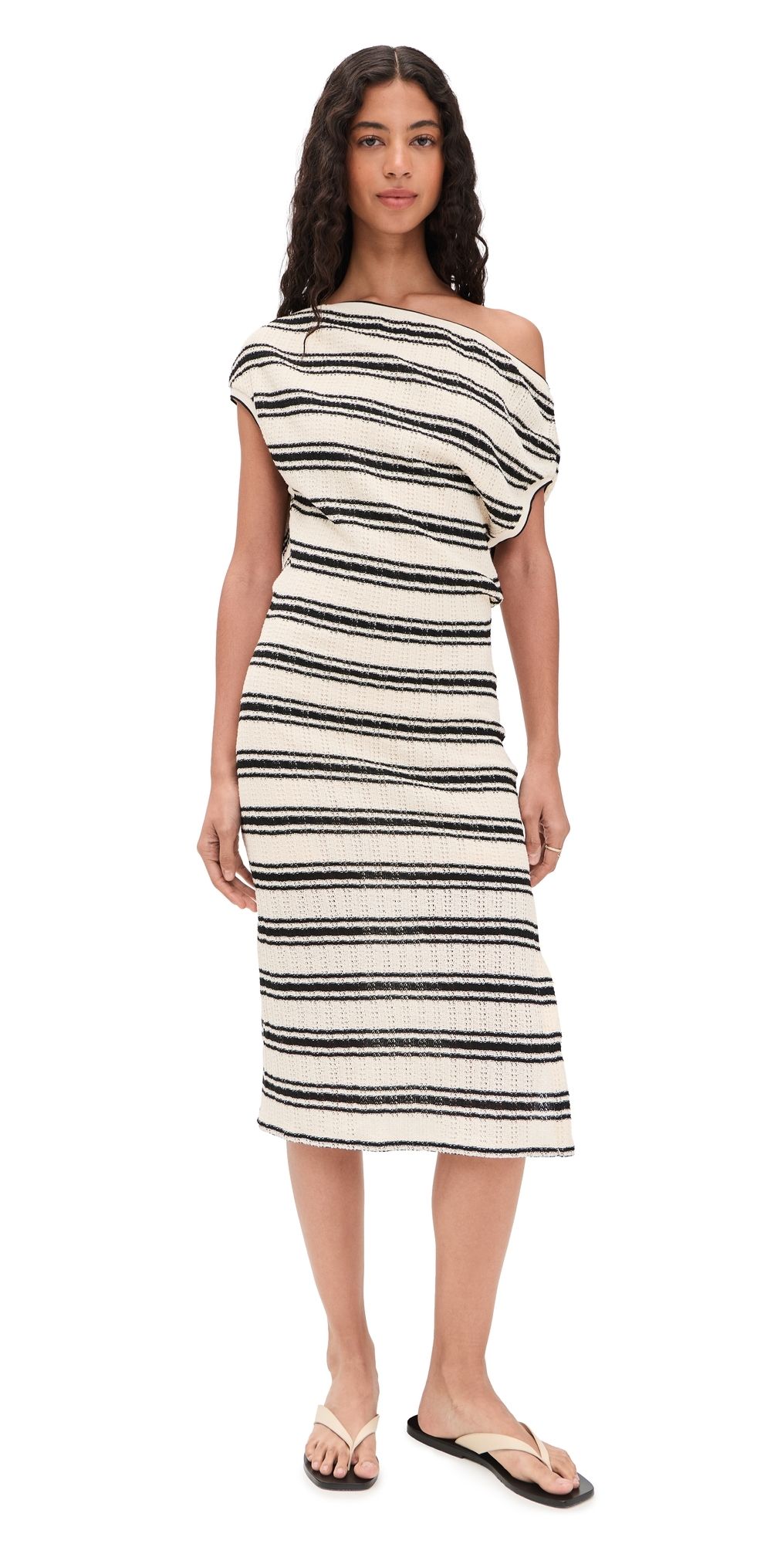 Ramy Brook Stripe Chet Dress Black Stripe XL