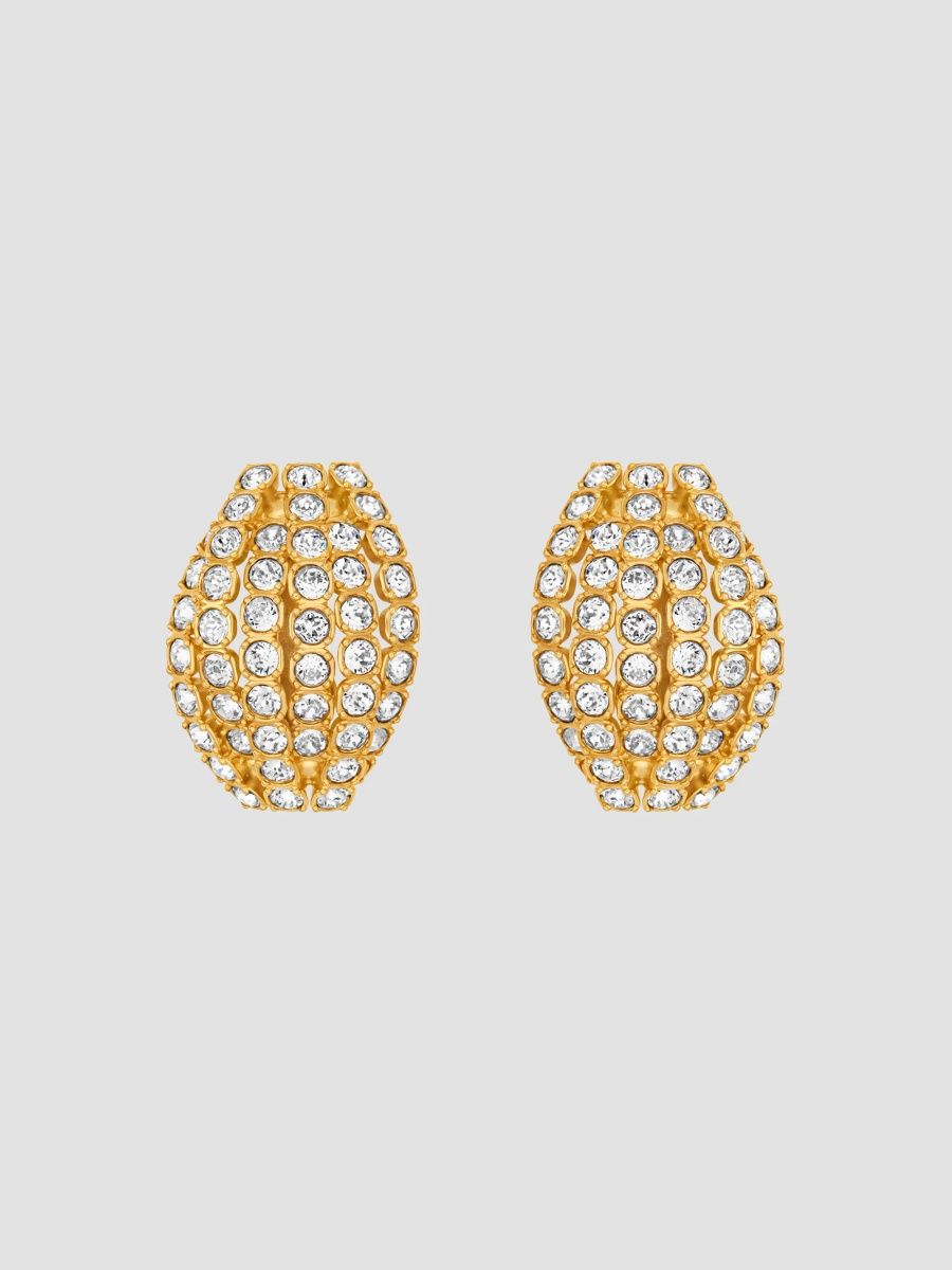 Oscar de la Renta Women's 24K Gold-Plated & Glass Crystal Domed Earrings - Gold