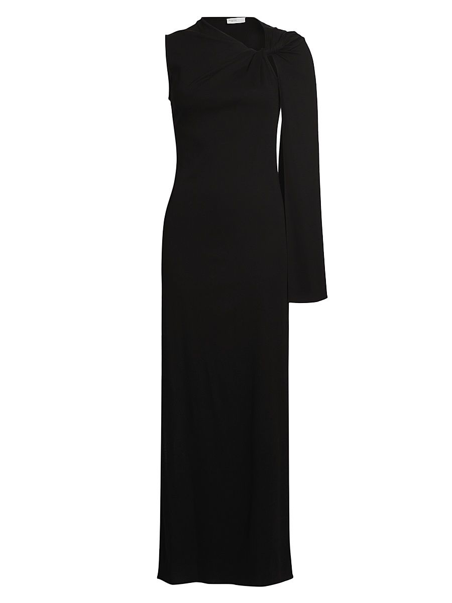 Women's Twist Cape Cotton Maxi Dress - Black - Size Large