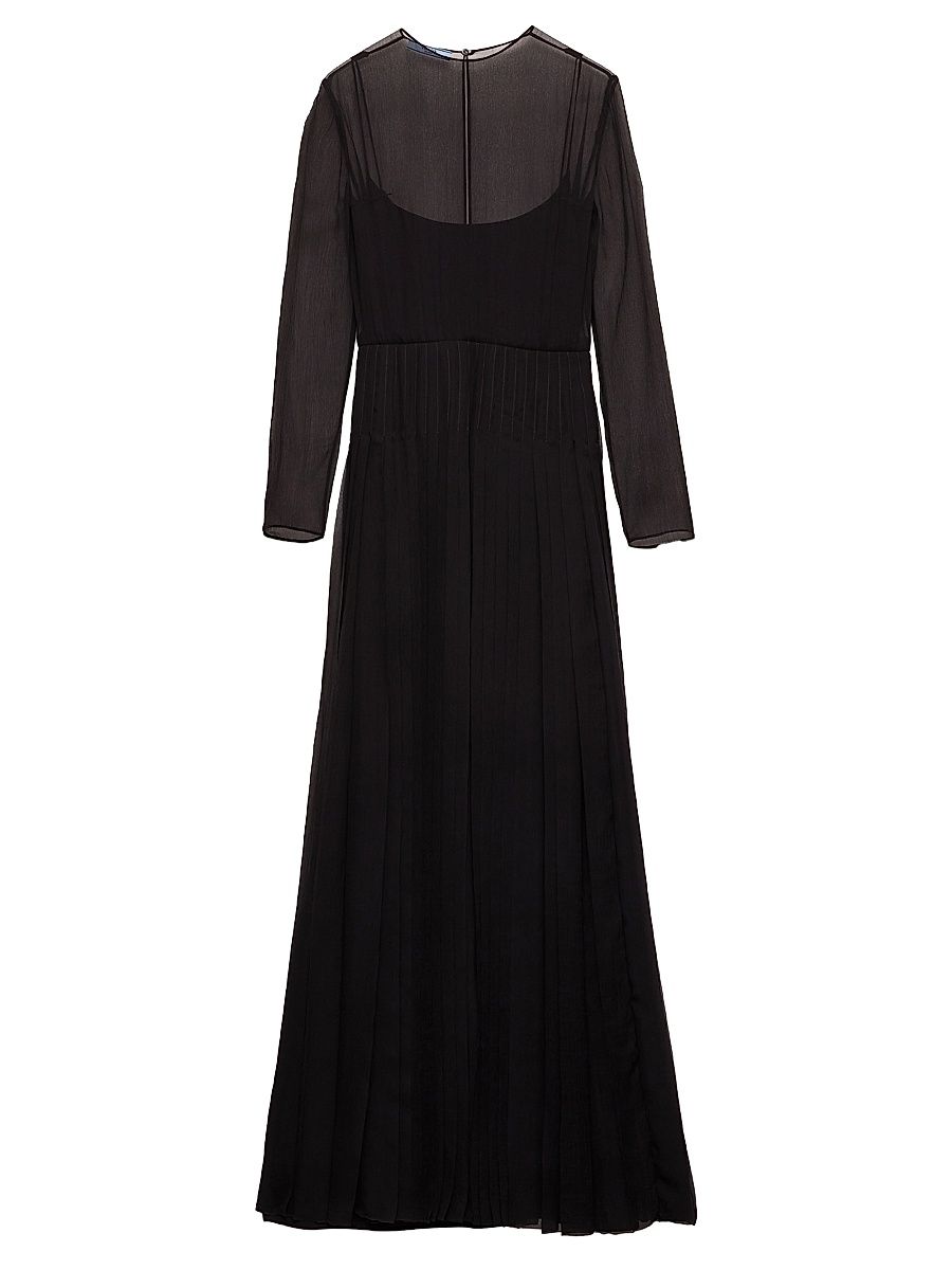 Women's Long Silk Chiffon Dress - Black - Size 10