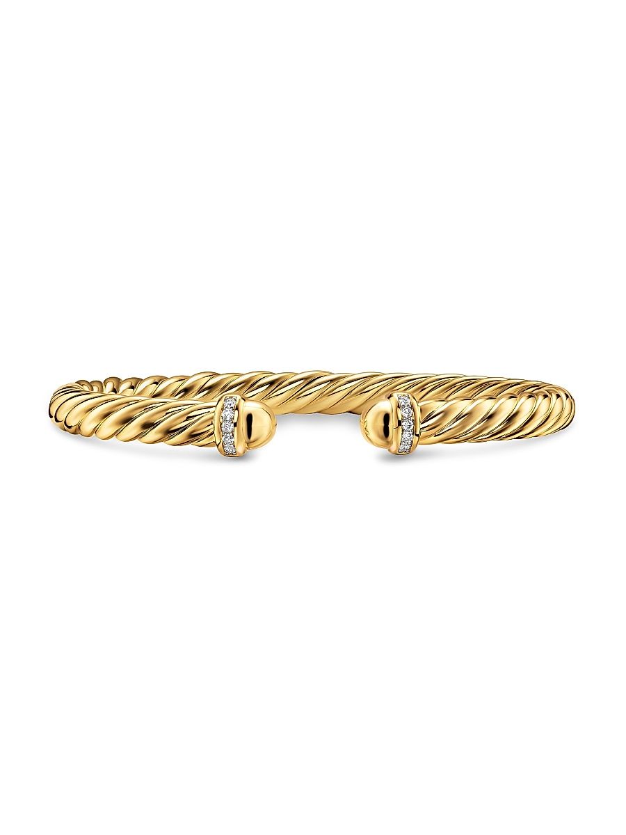 Women's Cablespira Flex Bracelet in 18K Yellow Gold - Gold Dome - Size Medium