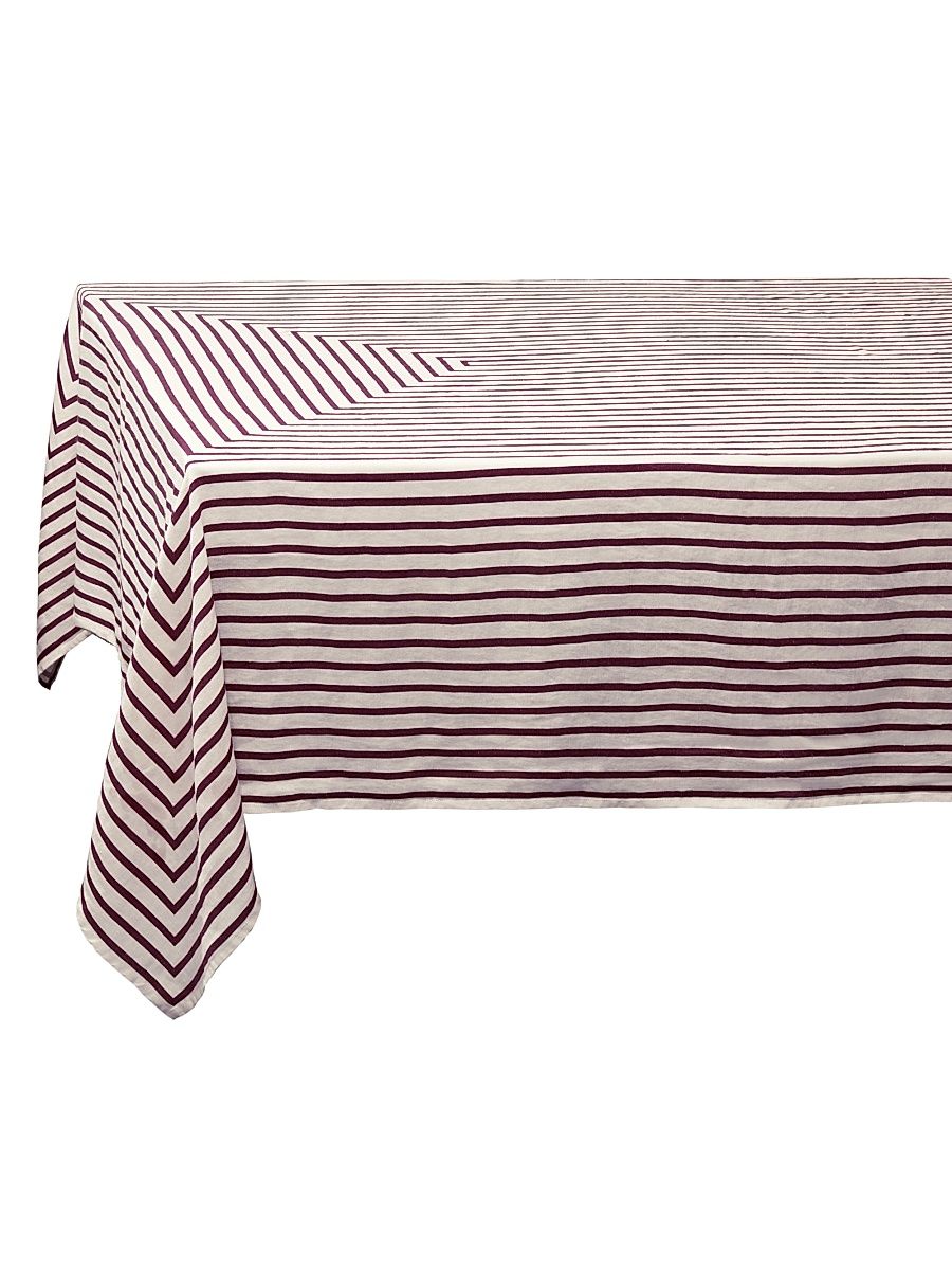 Concorde Stripe Linen Sateen Tablecloth - Size Large