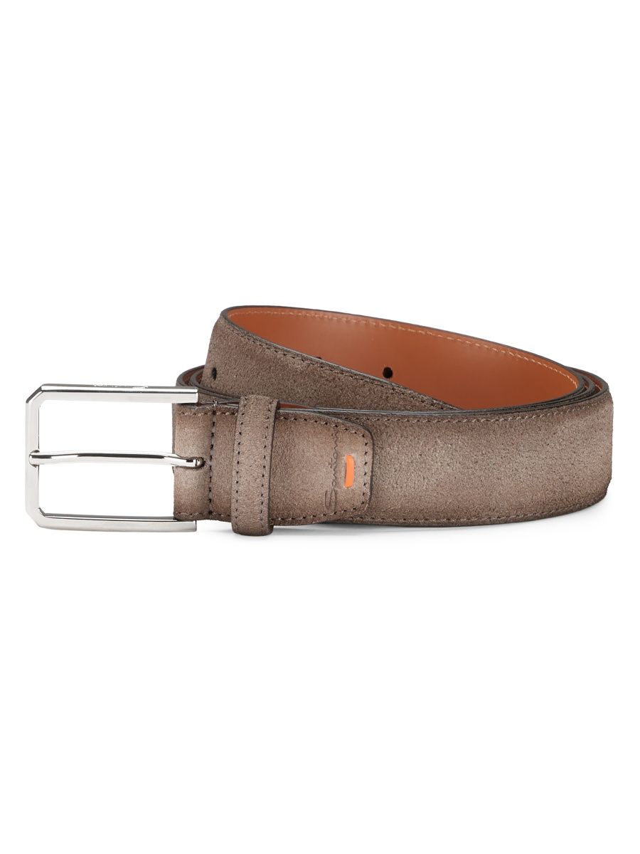Santoni Men's Suede Belt - Beige - Size 32