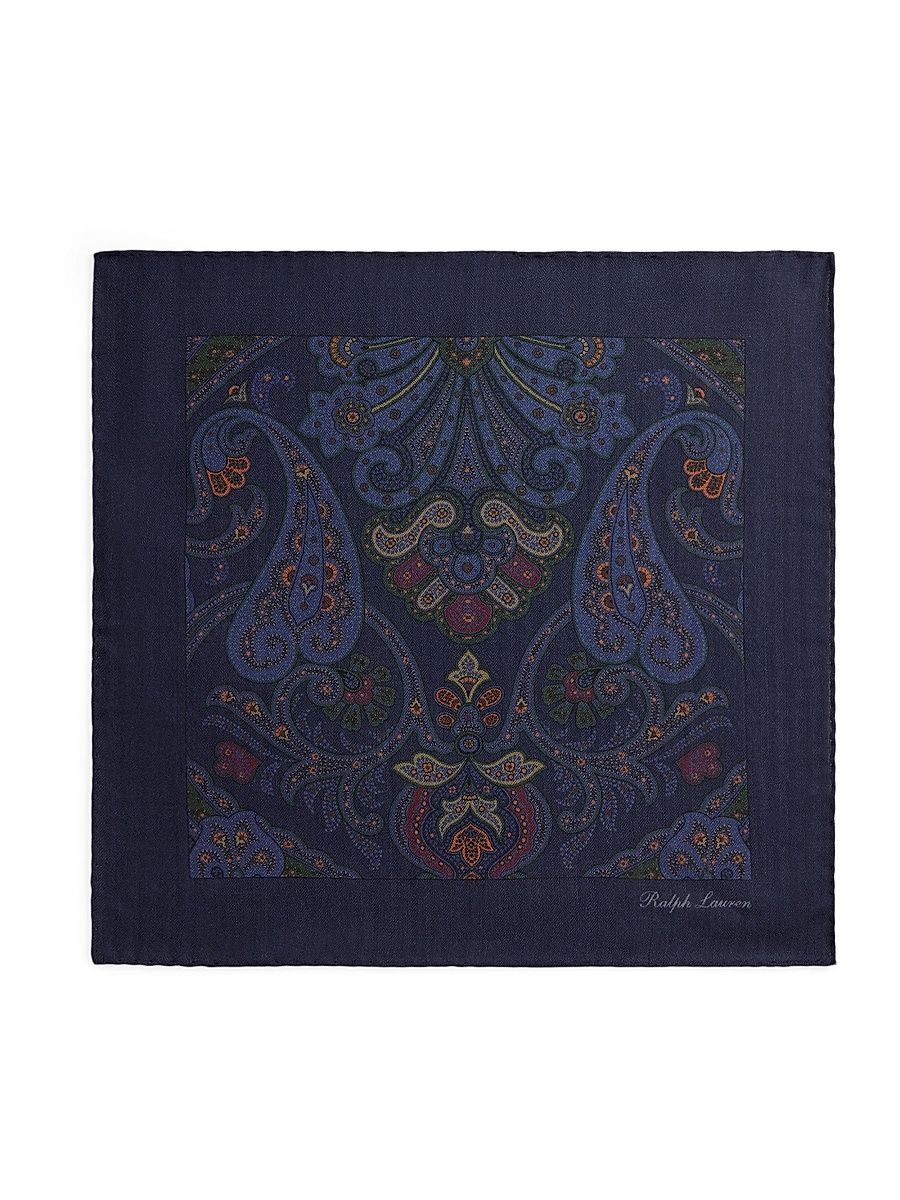 Men's Mulsanne Paisley Pocket Square - Navy Multi
