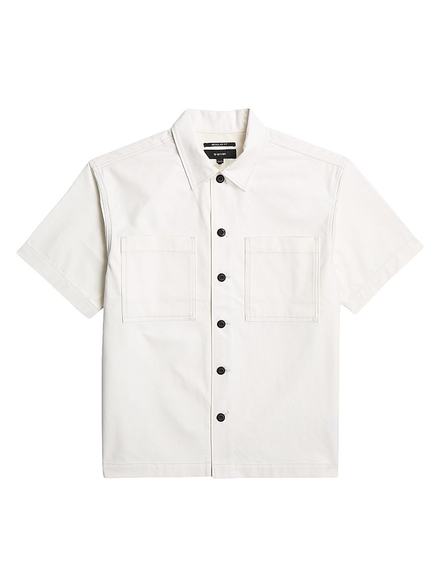 Men's Bowling Cotton Short-Sleeve Shirt - Ecru - Size Small