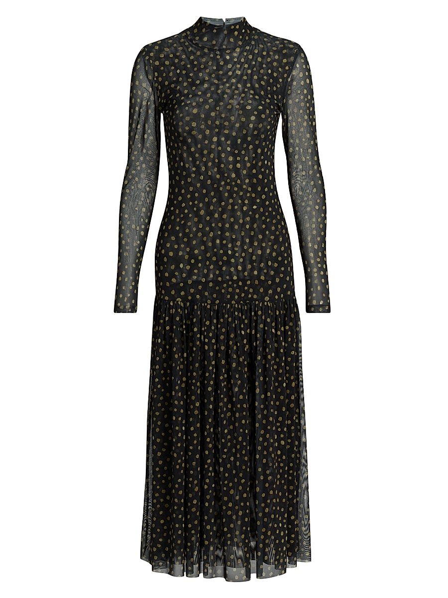 Women's Leylani Polka Dot Midi-Dress - Golden Polka Dot - Size XL