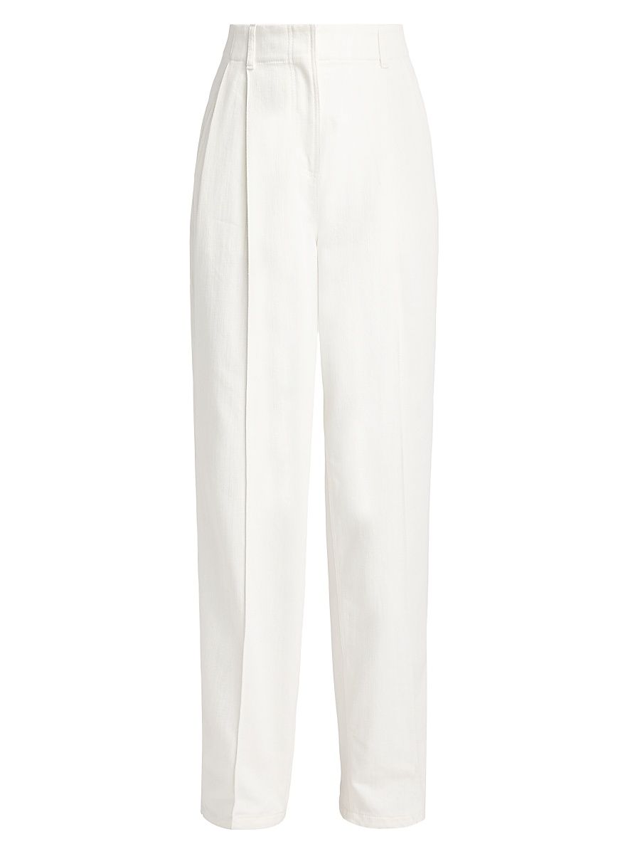 Women's Carrot Silk-Wool Twill Trousers - Off White - Size 12