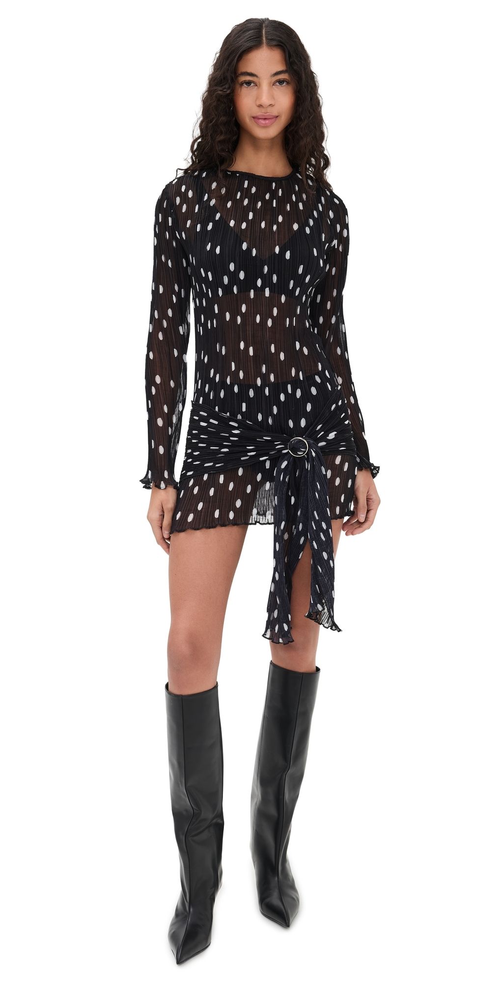 Lioness Ford Mini Dress NOIR POLKA XS