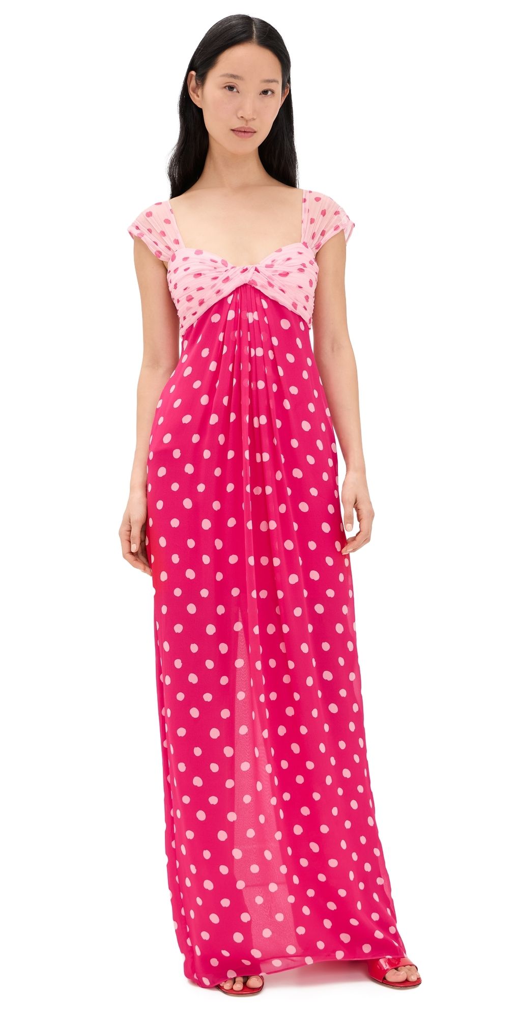 SALONI Chani Long Dress Polka Strawberry 14