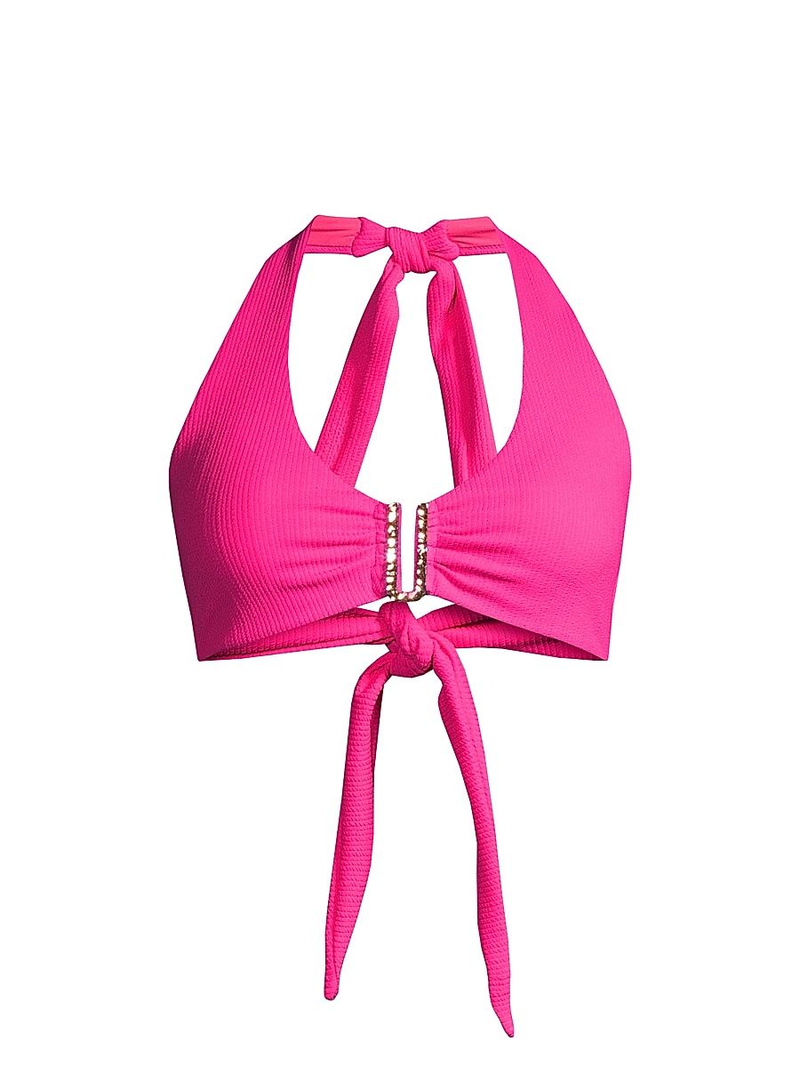 Women's Melissa Halter U-Ring Bikini Top - Shocking Pink - Size Small