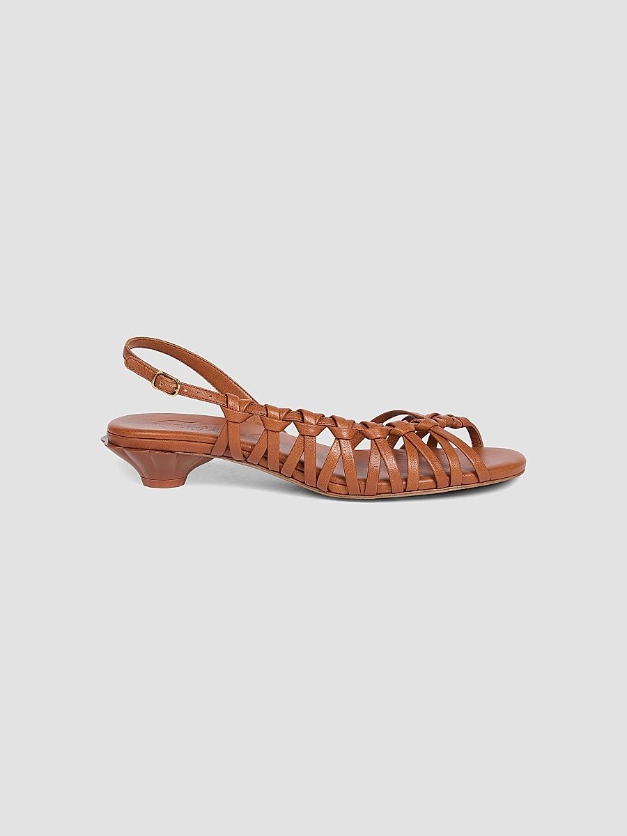 Women's Estra Woven Leather Sandals - Terracotta Brown - Size 5.5