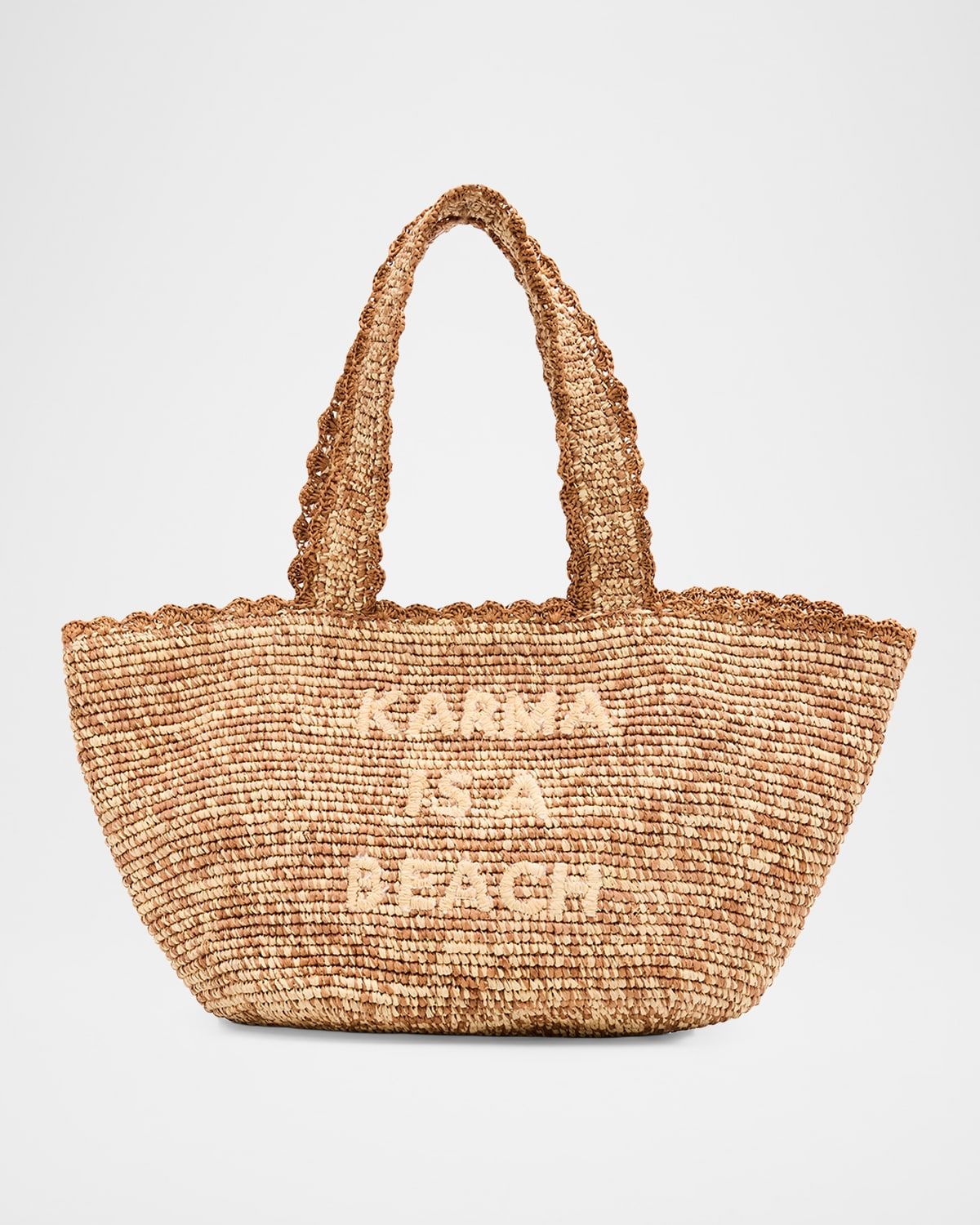 Karma Is A Beach Straw Tote Bag