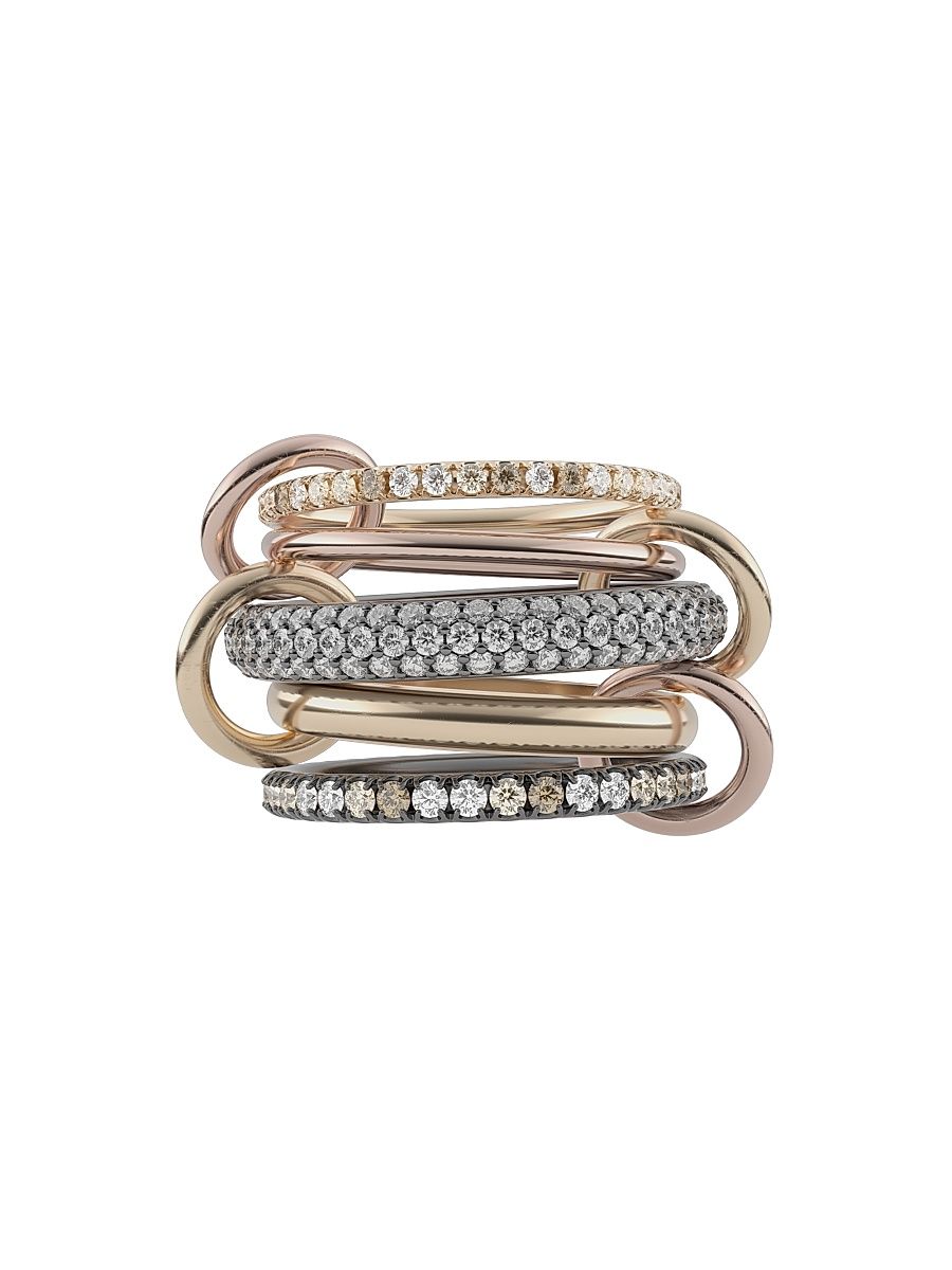 Women's Leo Sterling Silver, Two-Tone 18K Gold & 2.70 TCW Diamond Multi-Band Ring - Size 8.5