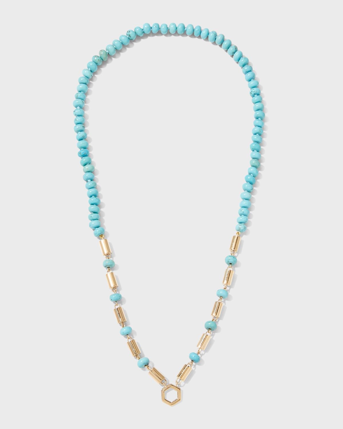 Yellow Gold Baht Chain with Turquoise