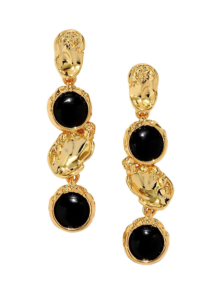 Women's Brut Coin 14K-Gold-Plated & Onyx Linear Drop Earrings - Onyx