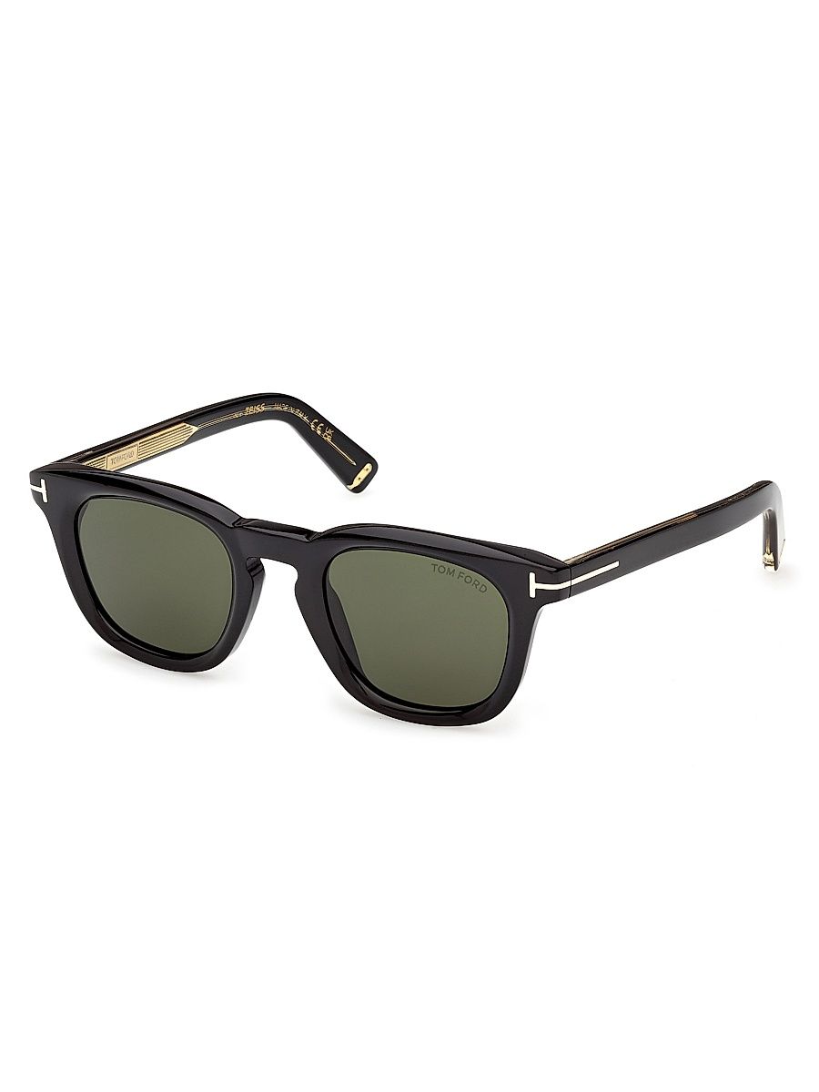 Men's TOM FORD Icon 48MM Square Sunglasses - Shiny Black Green