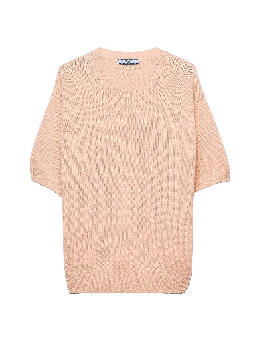 Women's Wool and Cashmere Crew-Neck Sweater - Orange - Size 6