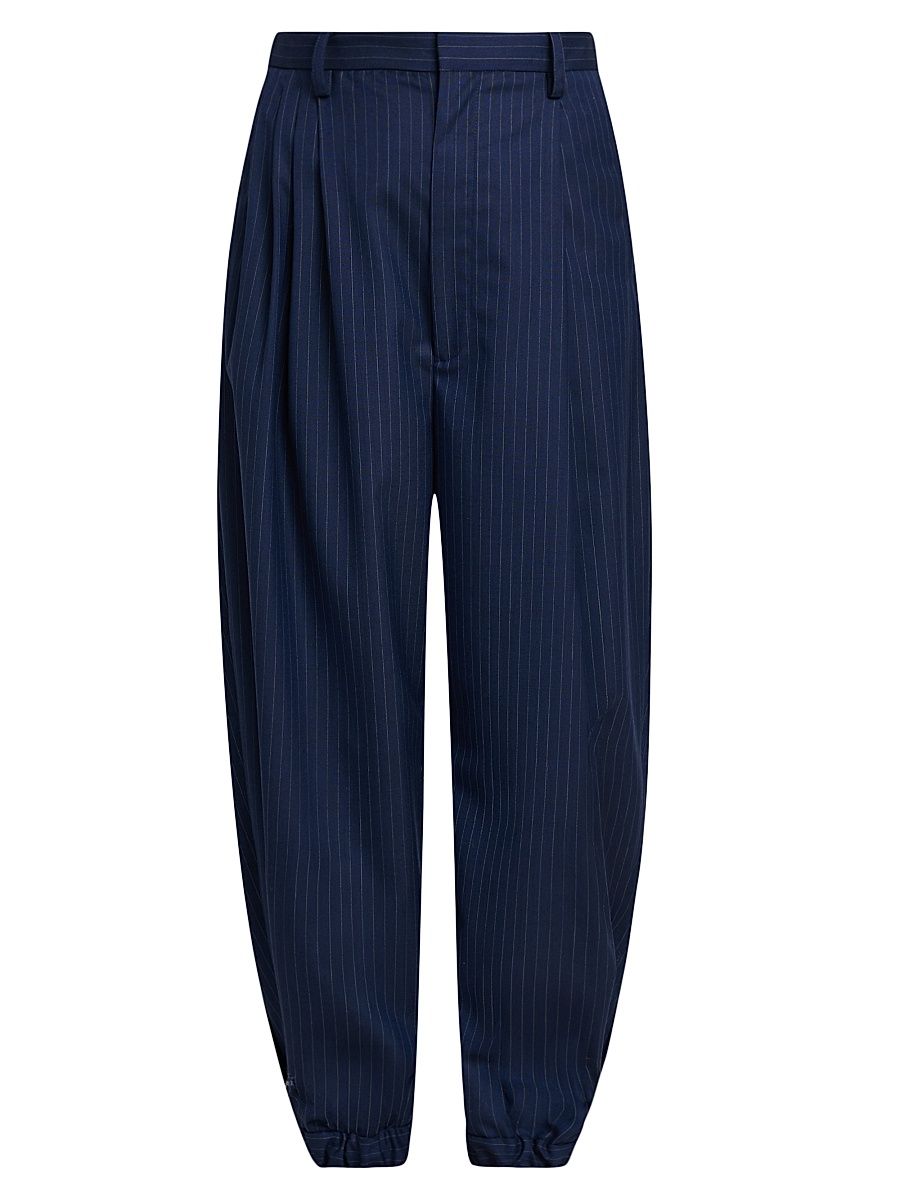 Women's Pinstriped Wool Trousers - Size 12