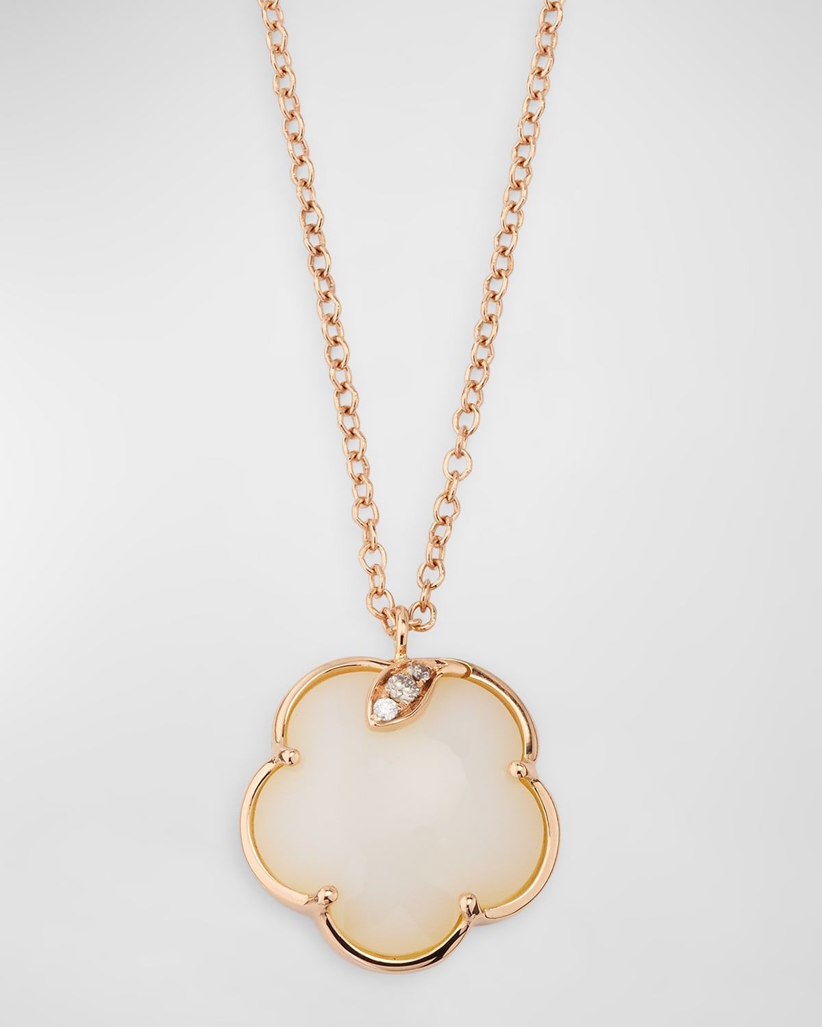 Petit Joli 18K Rose Gold Pendant Necklace with Mother-of-Pearl and Diamonds