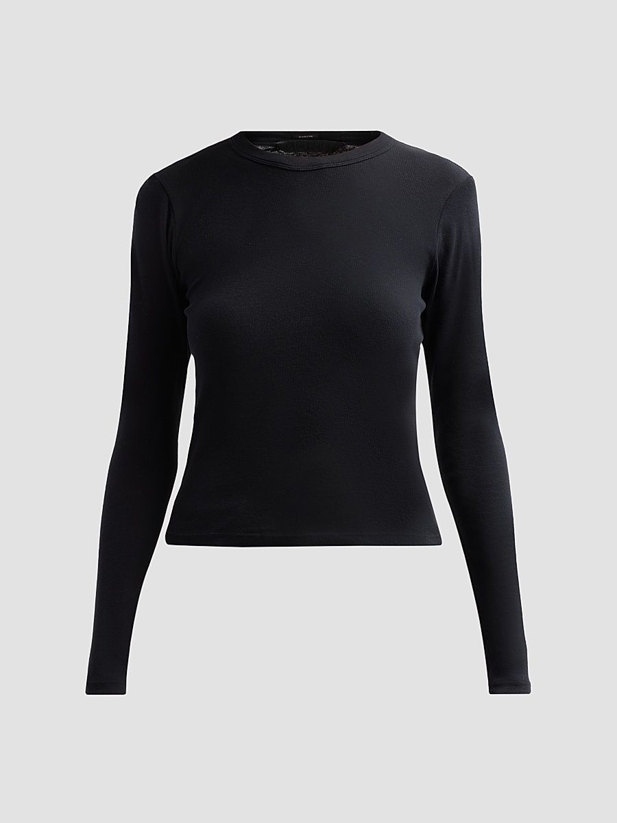 Women's The Itty Bitty Long-Sleeve Crop T-Shirt - Black - Size Large