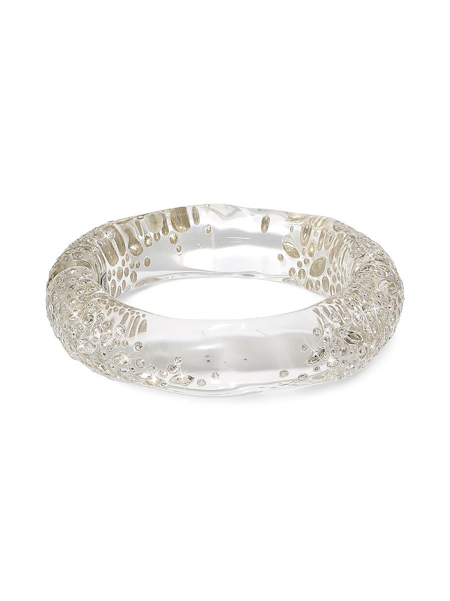 Women's Confetti Rhodium-Plated, Glass Crystal & Lucite Bangle Bracelet - Clear