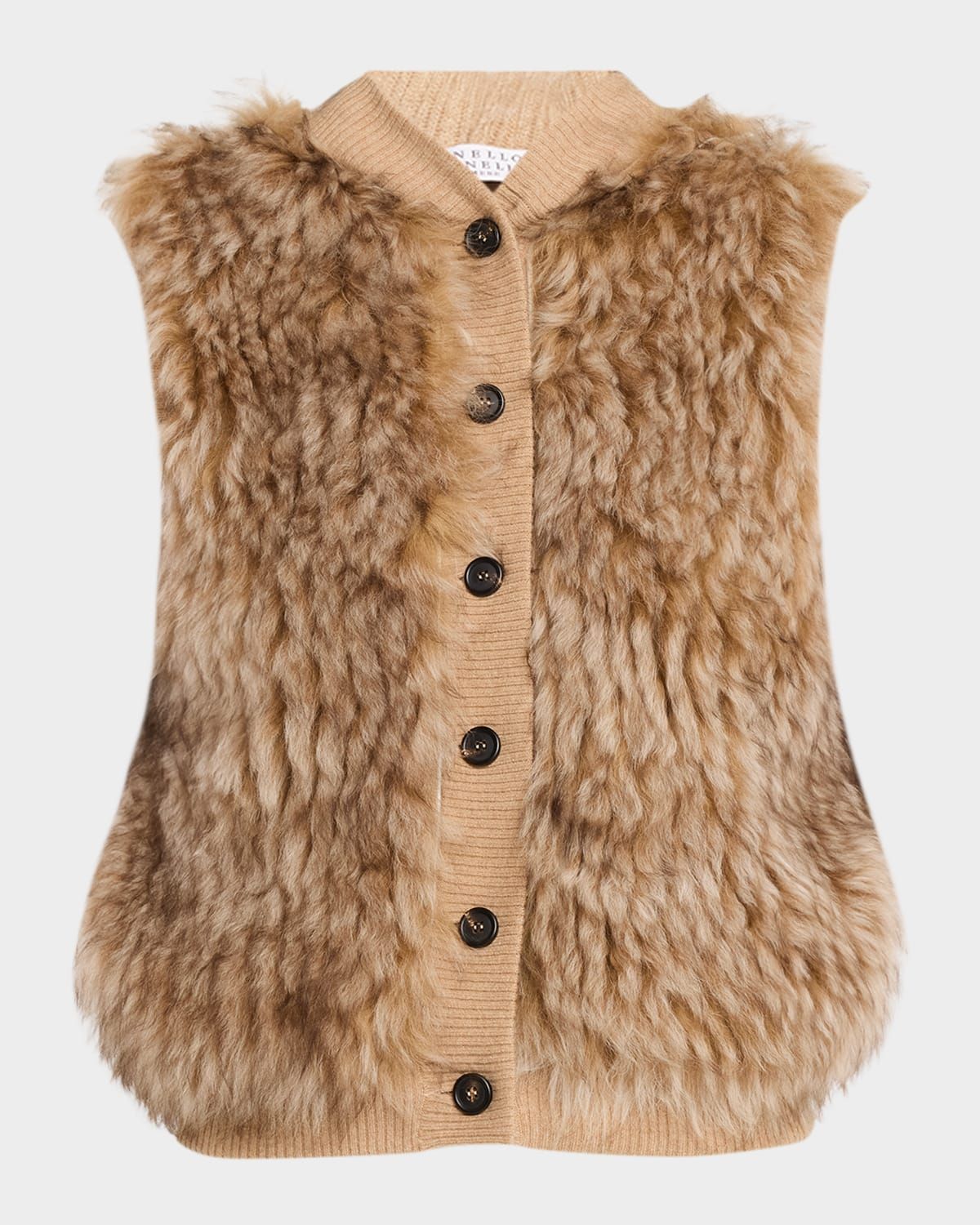Cashmere Sheep Shearling Hooded Vest