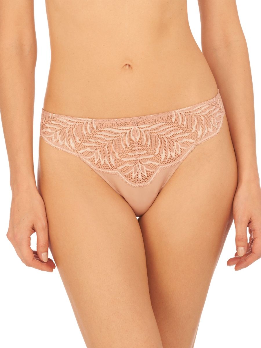 Natori Women's Lush Lace Thong - Rose Beige Warm White - Size XXL