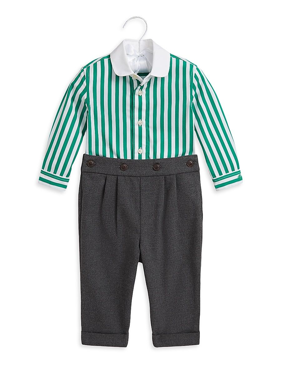 Baby Boy's 2-Piece Shirt & Pants Set - Green White Multi - Size 9 Months