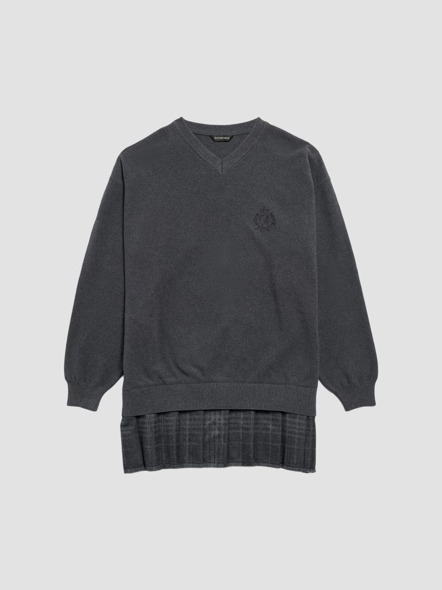 Balenciaga Women's Layered Sweater Dress - Heather Grey - Size Small