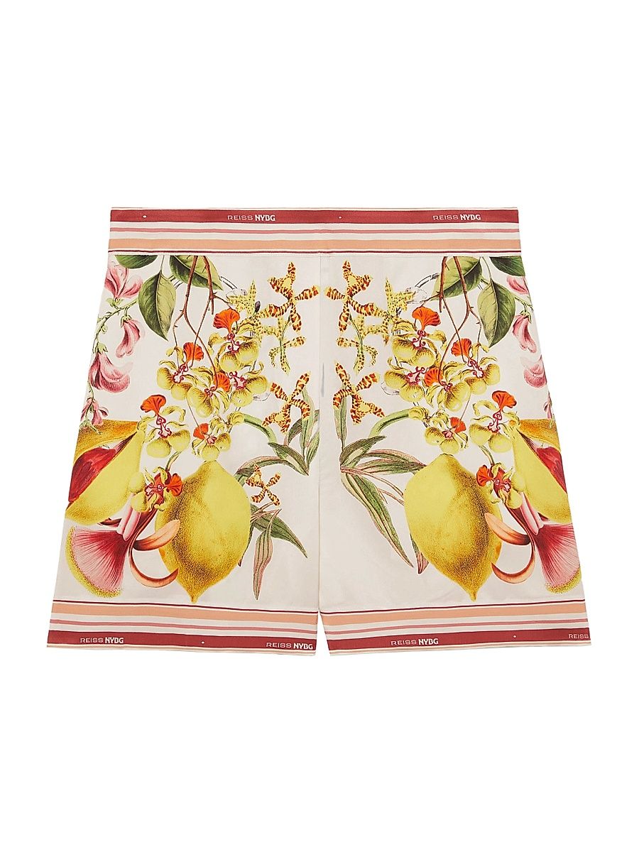 Women's Reiss x NYBG Sammie Floral Stripe Shorts - Ivory - Size 0
