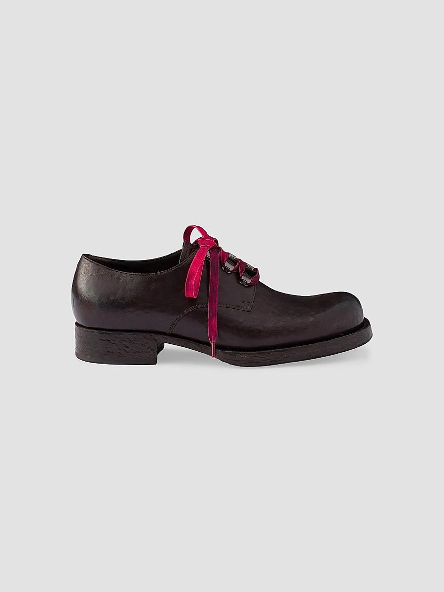 Men's Antiqued Leather Lace-Up Shoes - Brown - Size 10.5