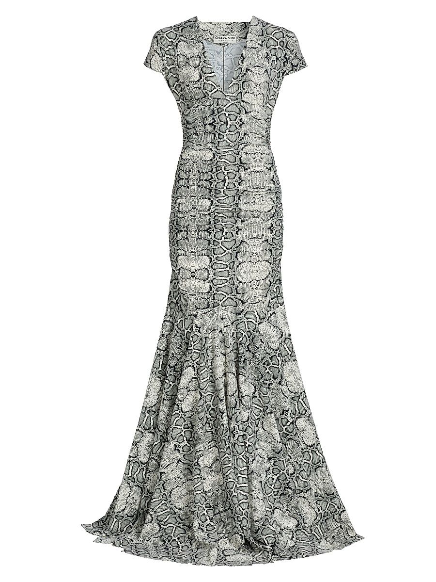 Women's Riensen Snake-Print Trumpet Gown - Urban Snake - Size 10