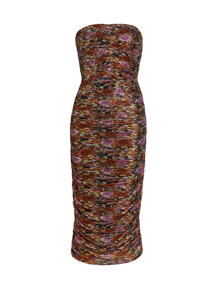 Women's Claire Ruched Floral Midi-Dress - Multi Flower - Size 10