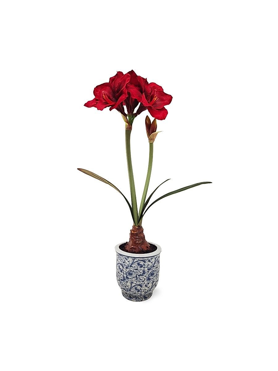 Artificial Amaryllis In Ceramic Pot