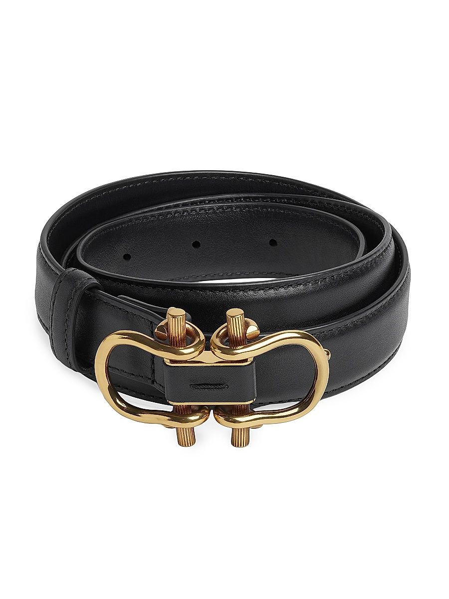 Women's Monsieur Leather Belt - Black - Size Large