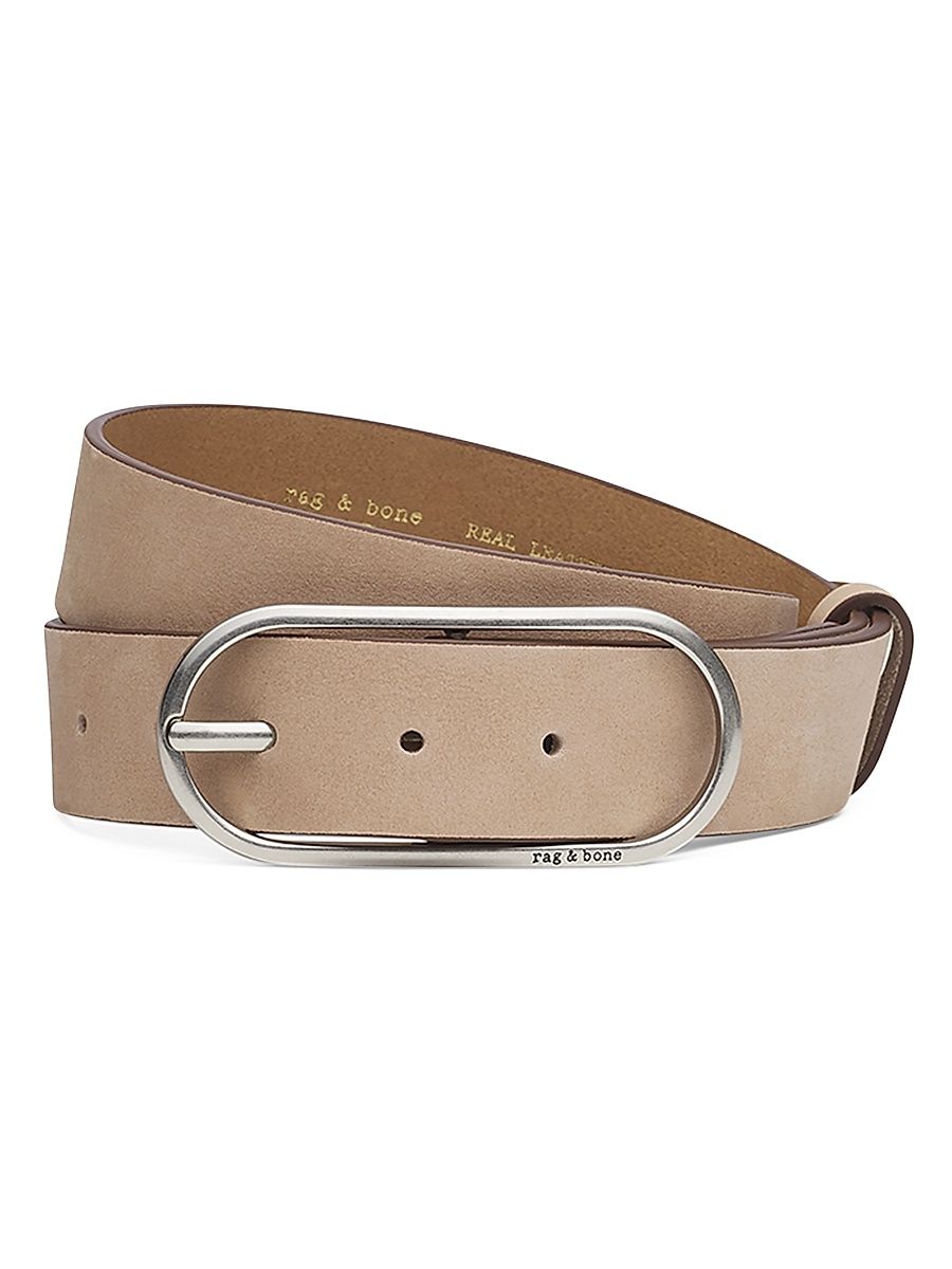 Women's Rounded Rebound Suede Belt - Light Beige Brown - Size XS