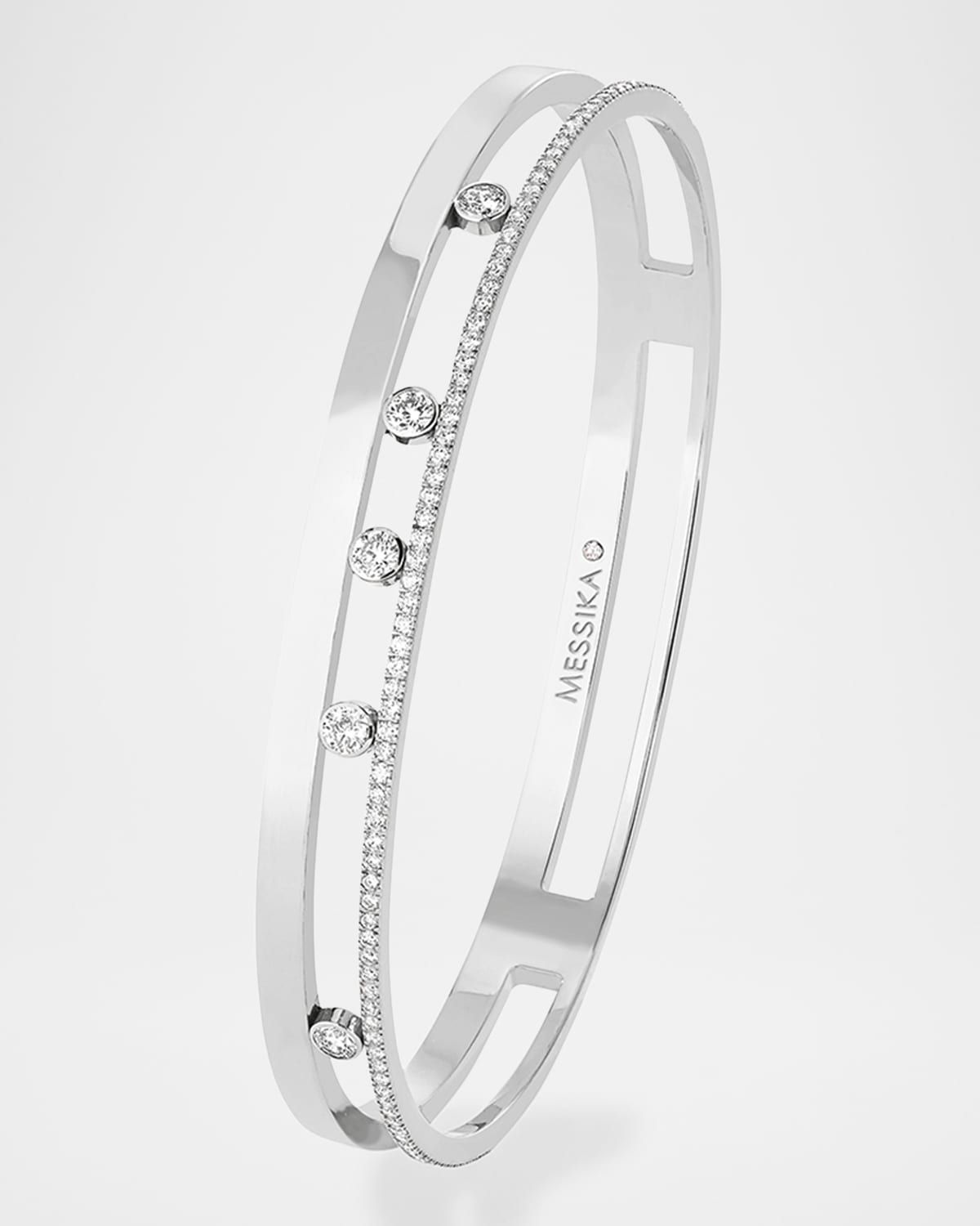 MOVE ROMANE 18K WHITE GOLD 5-DIAMOND & PAVE BANGLE