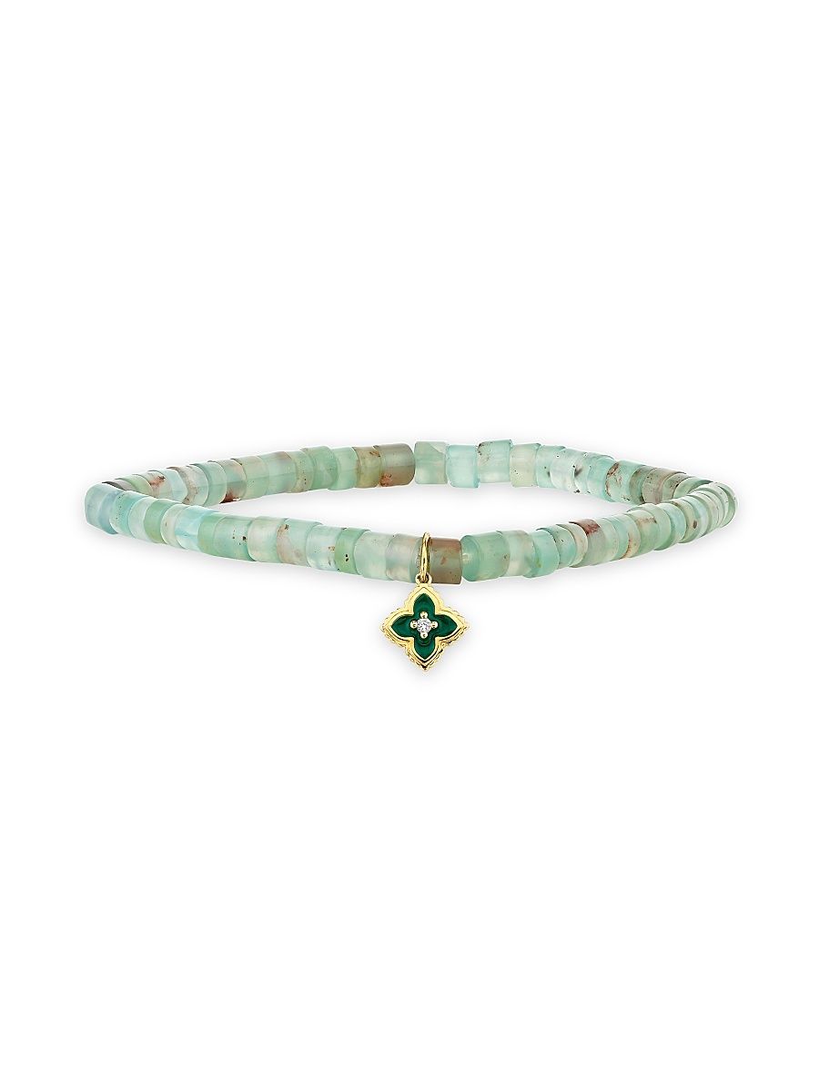 Women's 14K Yellow Gold & Gemstone Beaded Stretch Bracelet - Emerald Green